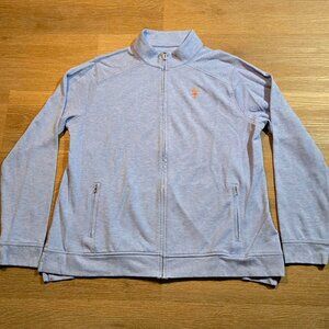 Peter Millar Full Zip Sweater Women's Size XL Golf Logo Light Blue Jacket
